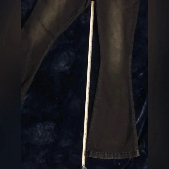 Women’s High-Rise Bell-Bottom Black Denim Jeans Flare Wide Leg & Belt-Med - Picture 11 of 13